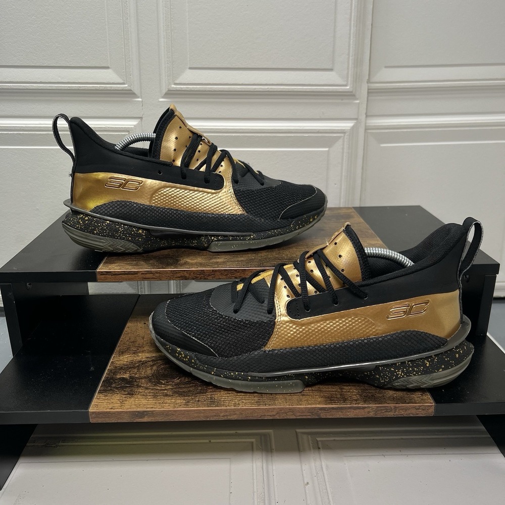 Under Armour Curry 7 Basketball Shoes Mens 9.5 Gold NBA Finals Sneakers Athletic